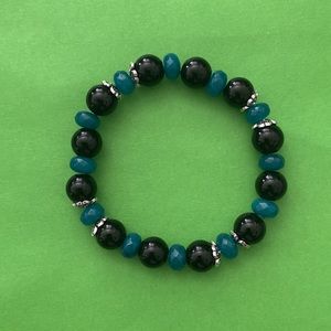 Handmade Black Jade and Opal Bracelet